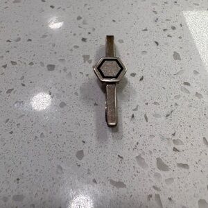 Sterling Silver Hexagon Tie Clip with Black Detailing